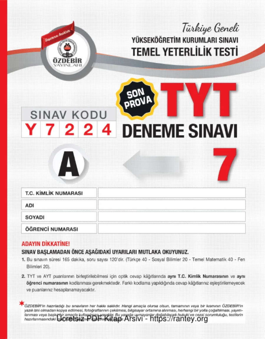 2024 ÖZDEBİR TYT 7 kapak görseli