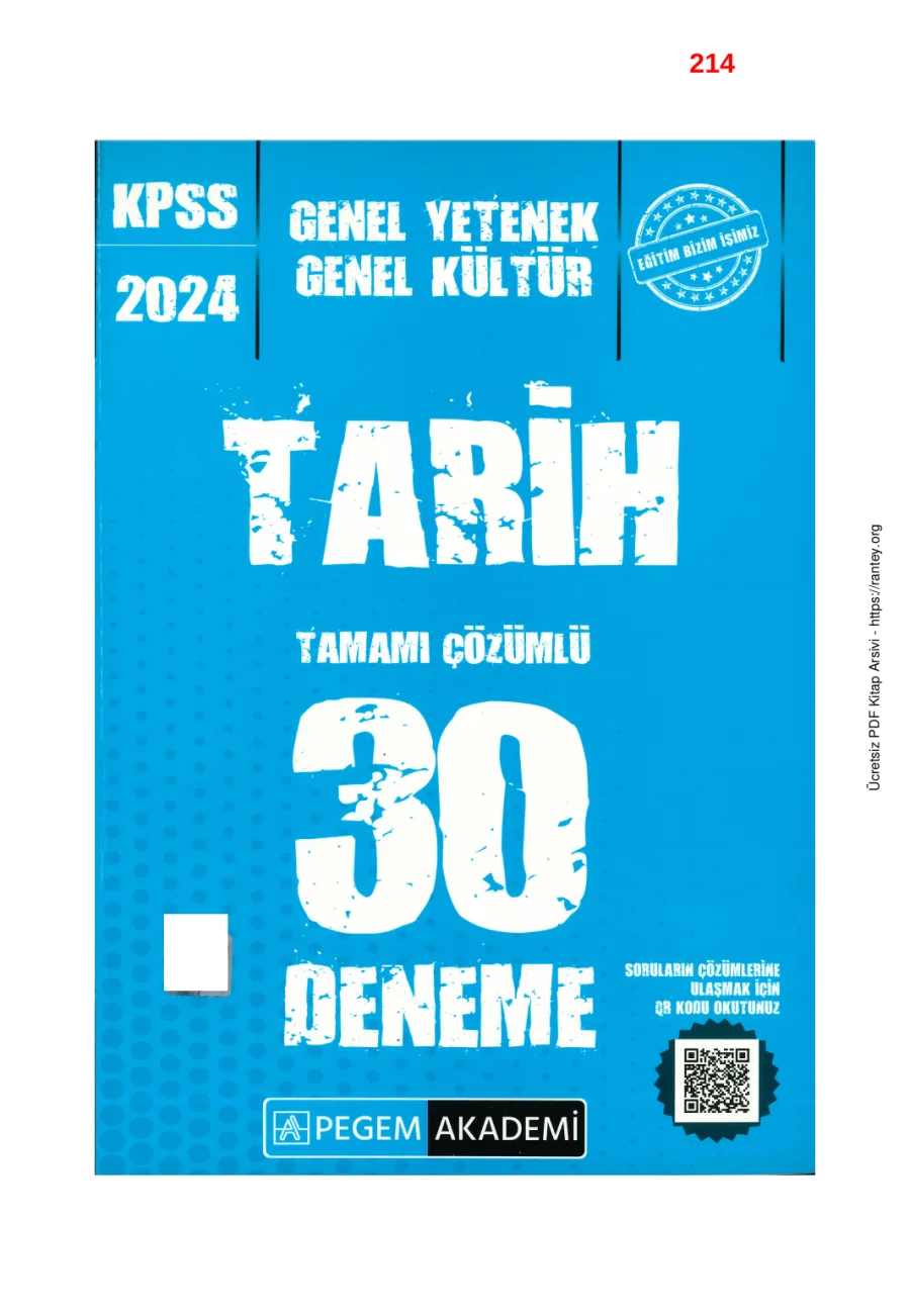 2024 Pegem Tarih 30 lu Deneme kapak görseli