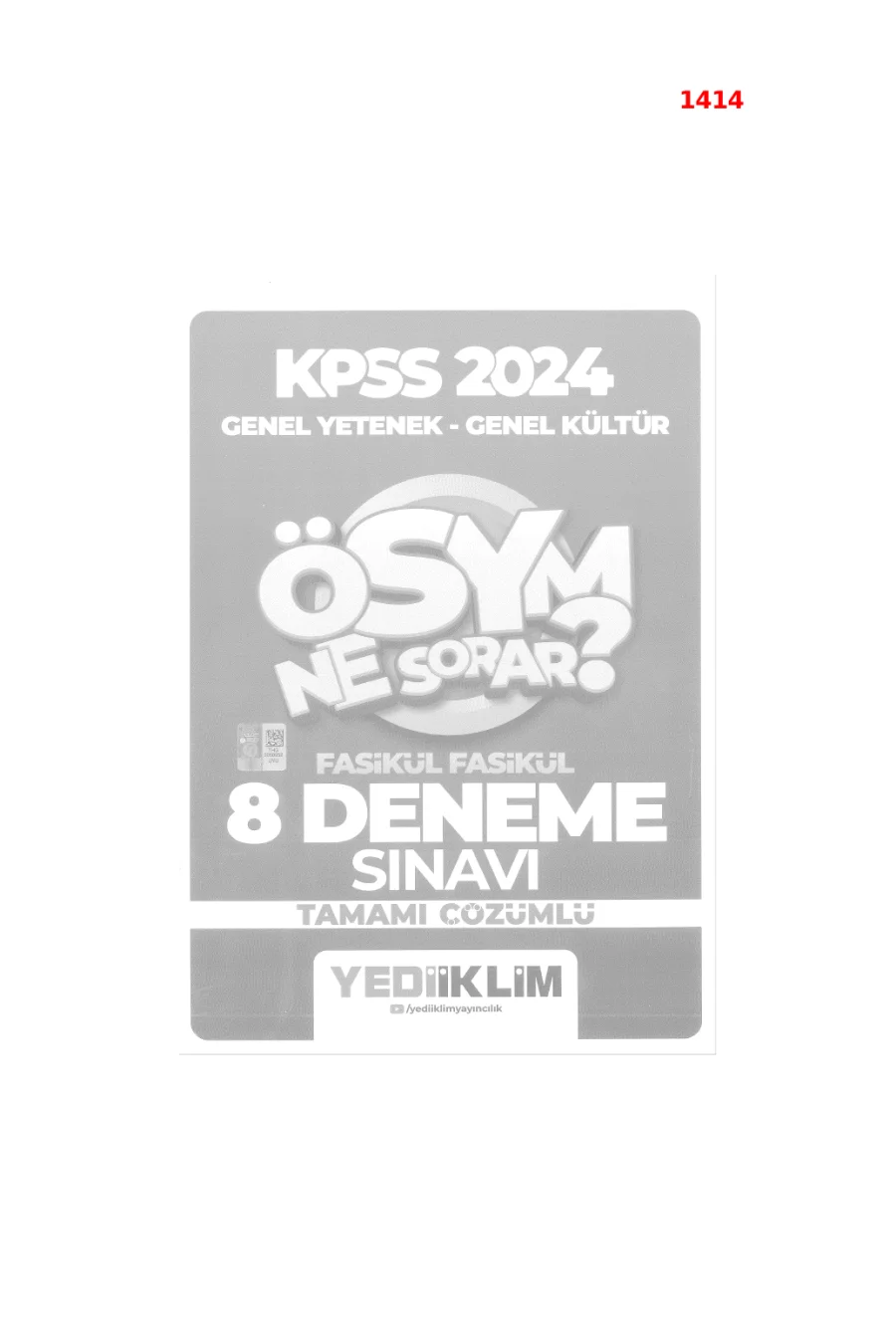 2024 Yediiklim ösym ne sorar 8 li deneme kapak görseli