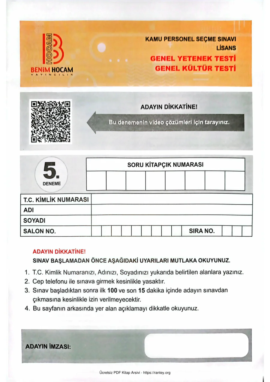 2026 BENİM HOCAM 5 KPSS TG kapak görseli