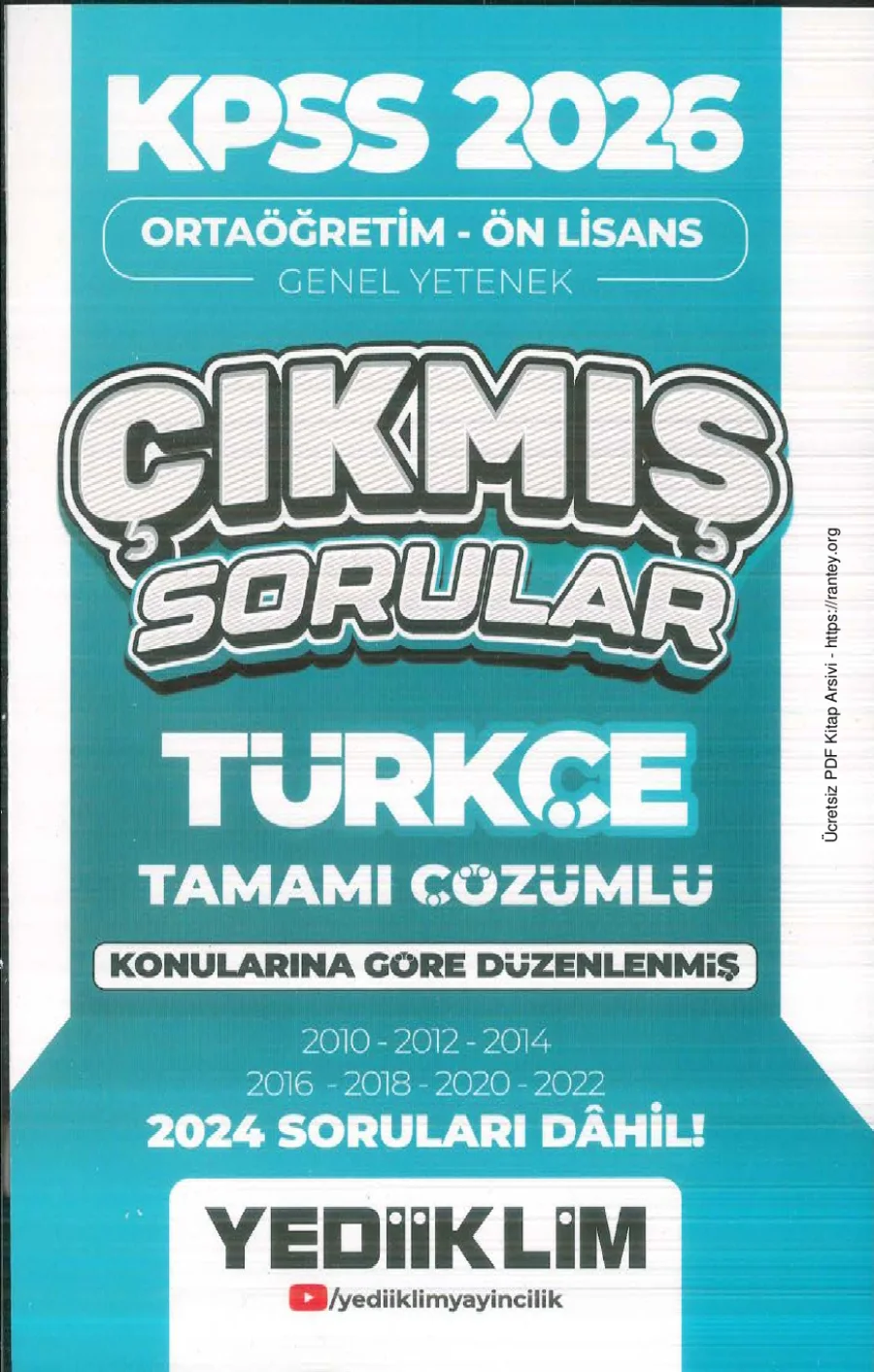 2026 YEDİİKLİM TÜRKÇE ÖN LİSANS Çıkmış Sorular kapak görseli