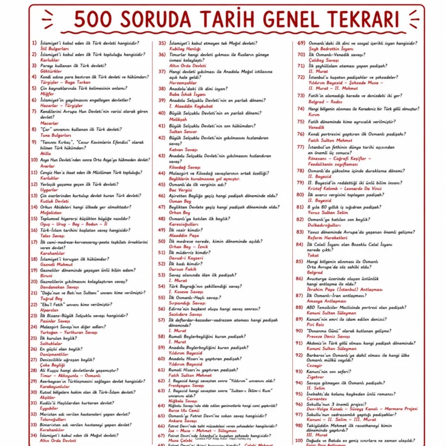 500 Soruda Tarih Genel Tekrar kapak görseli