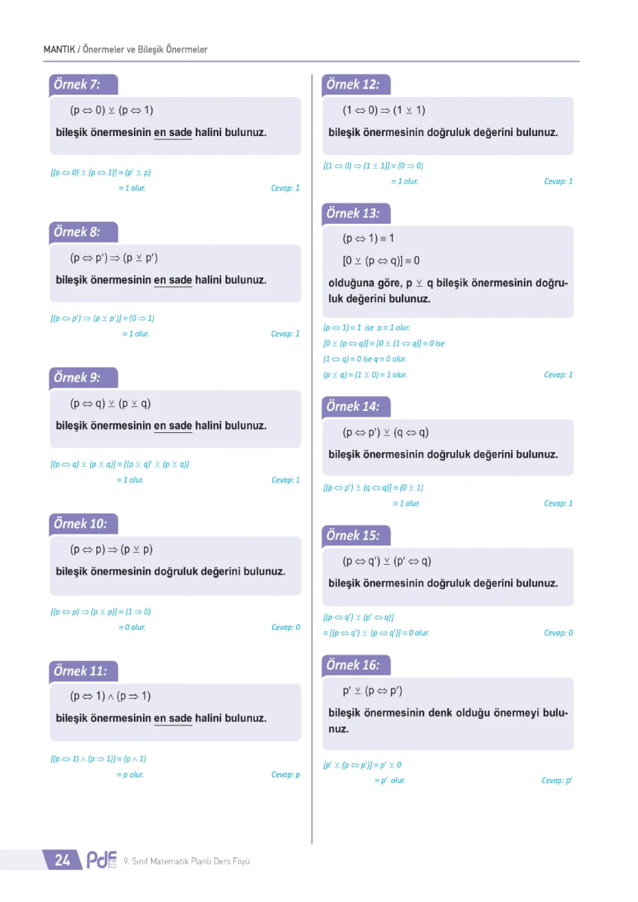 9. Sınıf Matematik 1. Modül PDF kapak görseli