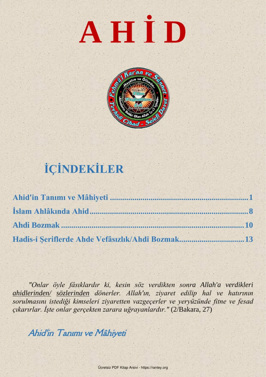 A H İ D KAVRAMI Ebu Abdulmumin Tekin Mıhçı kapak görseli