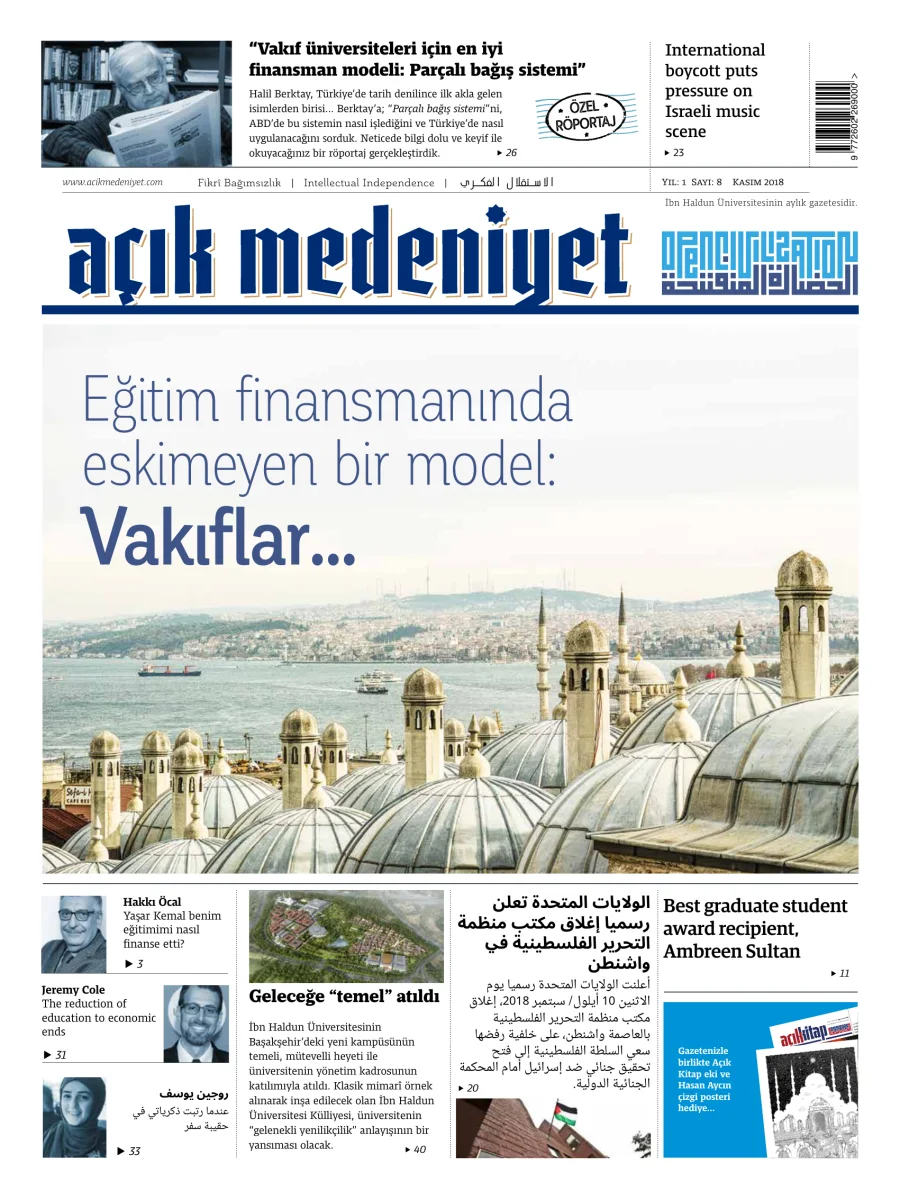 Açık Medeniyet - Yıl 1, Sayı 8, Kasım 2018 kapak görseli