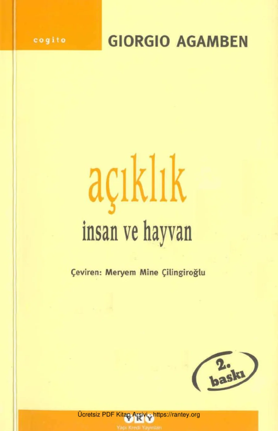 Açıklık İnsan ve Hayvan YKY Cogito kapak görseli