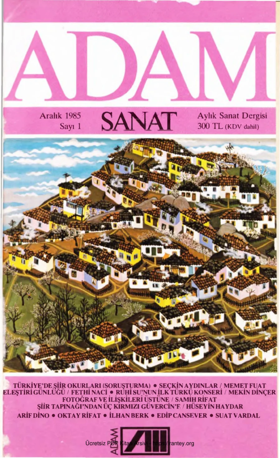 Adam Aylık Sanat Dergisi Sayı 01 Aralık 1985 kapak görseli