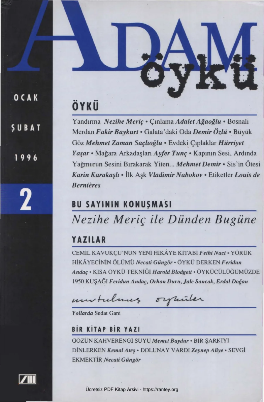 Adam Öykü Sayı 02 Ocak Şubat 1996 kapak görseli