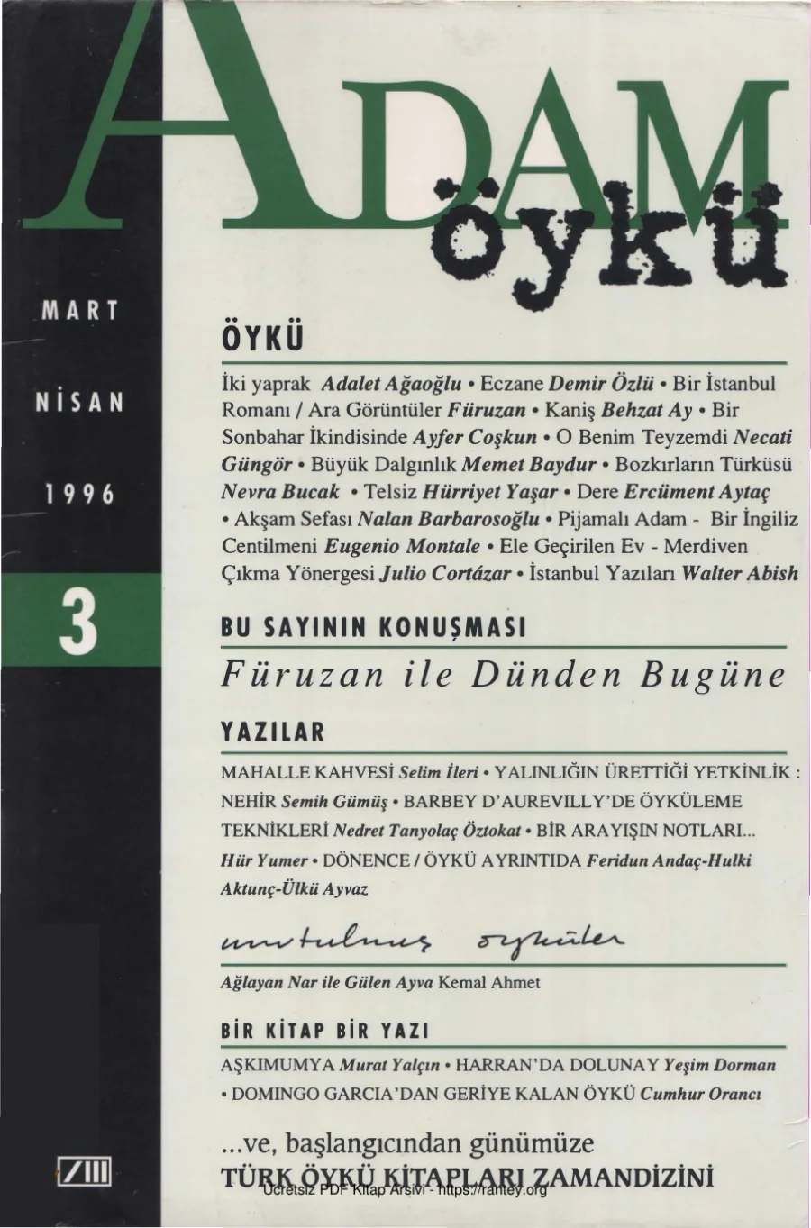 Adam Öykü Sayı 03 Mart Nisan 1996 kapak görseli