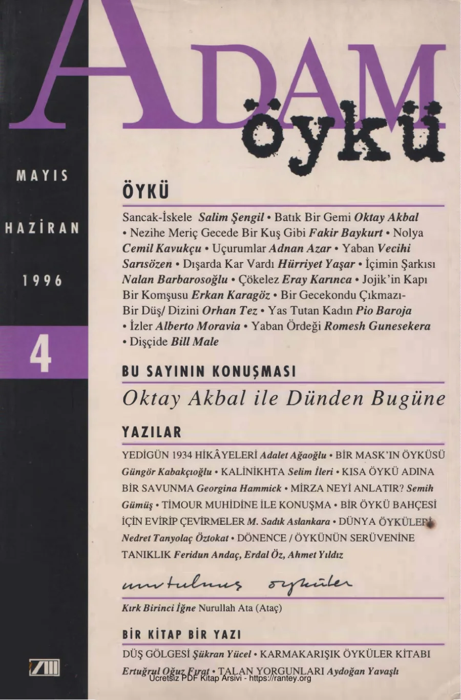 Adam Öykü Sayı 04 Mayıs Haziran 1996 kapak görseli