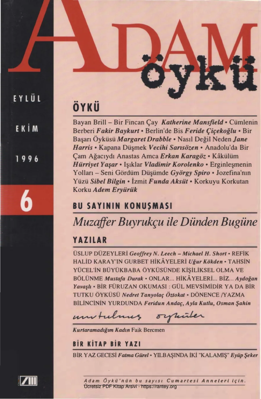 Adam Öykü Sayı 06 Eylül Ekim 1996 kapak görseli
