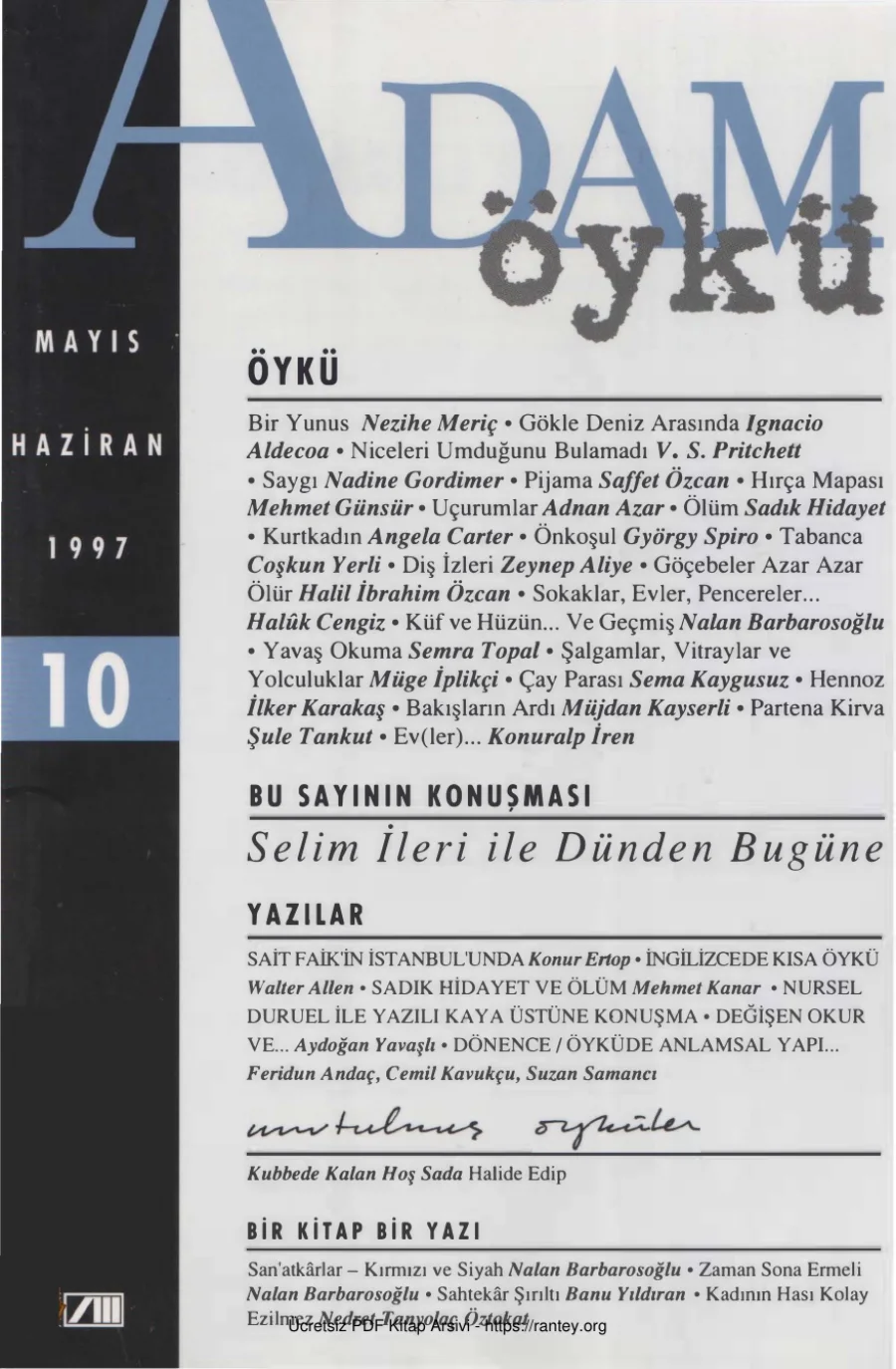 Adam Öykü Sayı 10 Mayıs Haziran 1997 kapak görseli