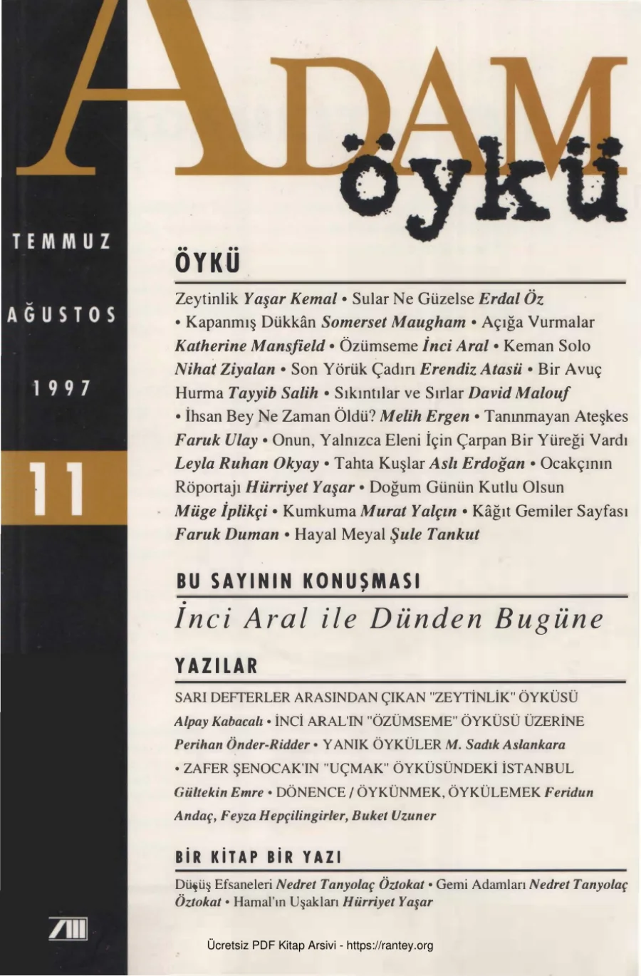 Adam Öykü Sayı 11 Temmuz Ağustos 1997 kapak görseli