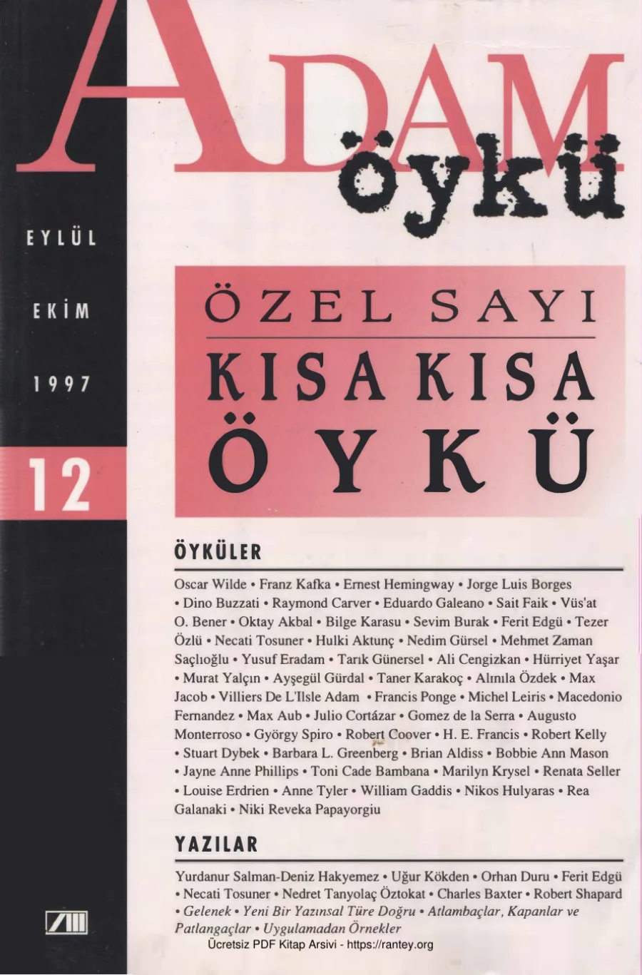 Adam Öykü Sayı 12 Eylül Ekim 1997 kapak görseli