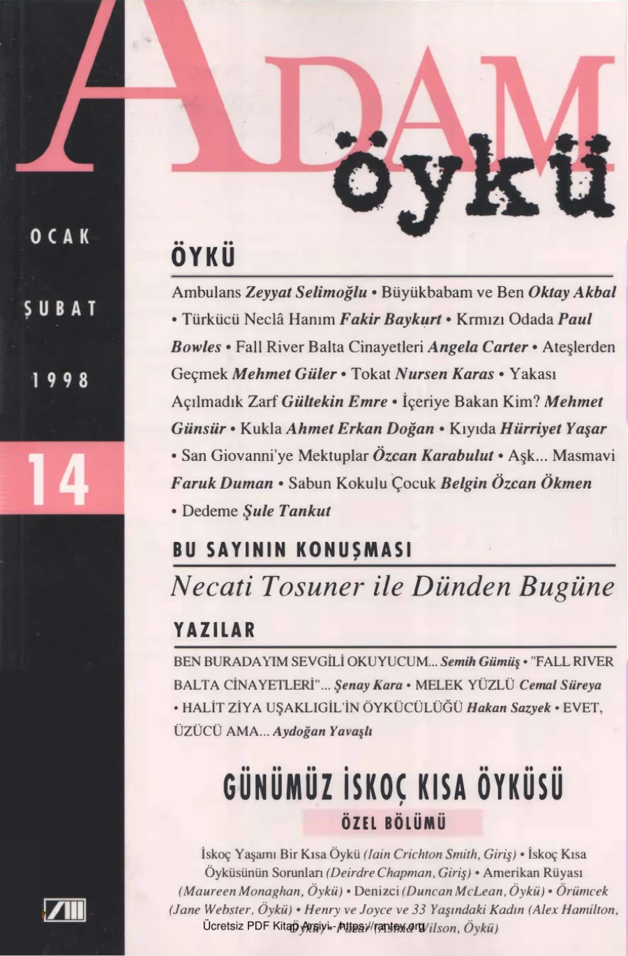 Adam Öykü Sayı 14 Ocak Şubat 1998 kapak görseli