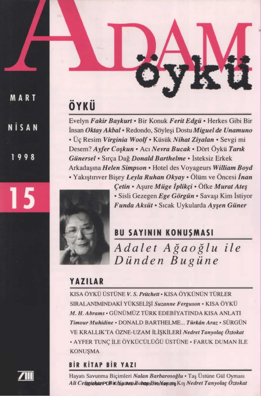 Adam Öykü Sayı 15 Mart Nisan 1998 kapak görseli
