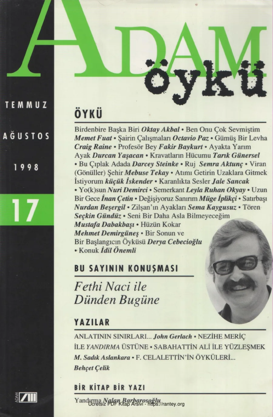 Adam Öykü Sayı 17 Temmuz Ağustos 1998 kapak görseli