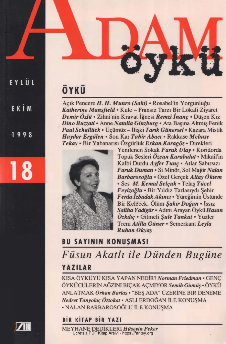 Adam Öykü Sayı 18 Eylül Ekim 1998 kapak görseli