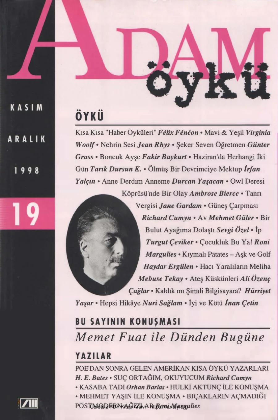 Adam Öykü Sayı 19 Kasım Aralık 1998 kapak görseli