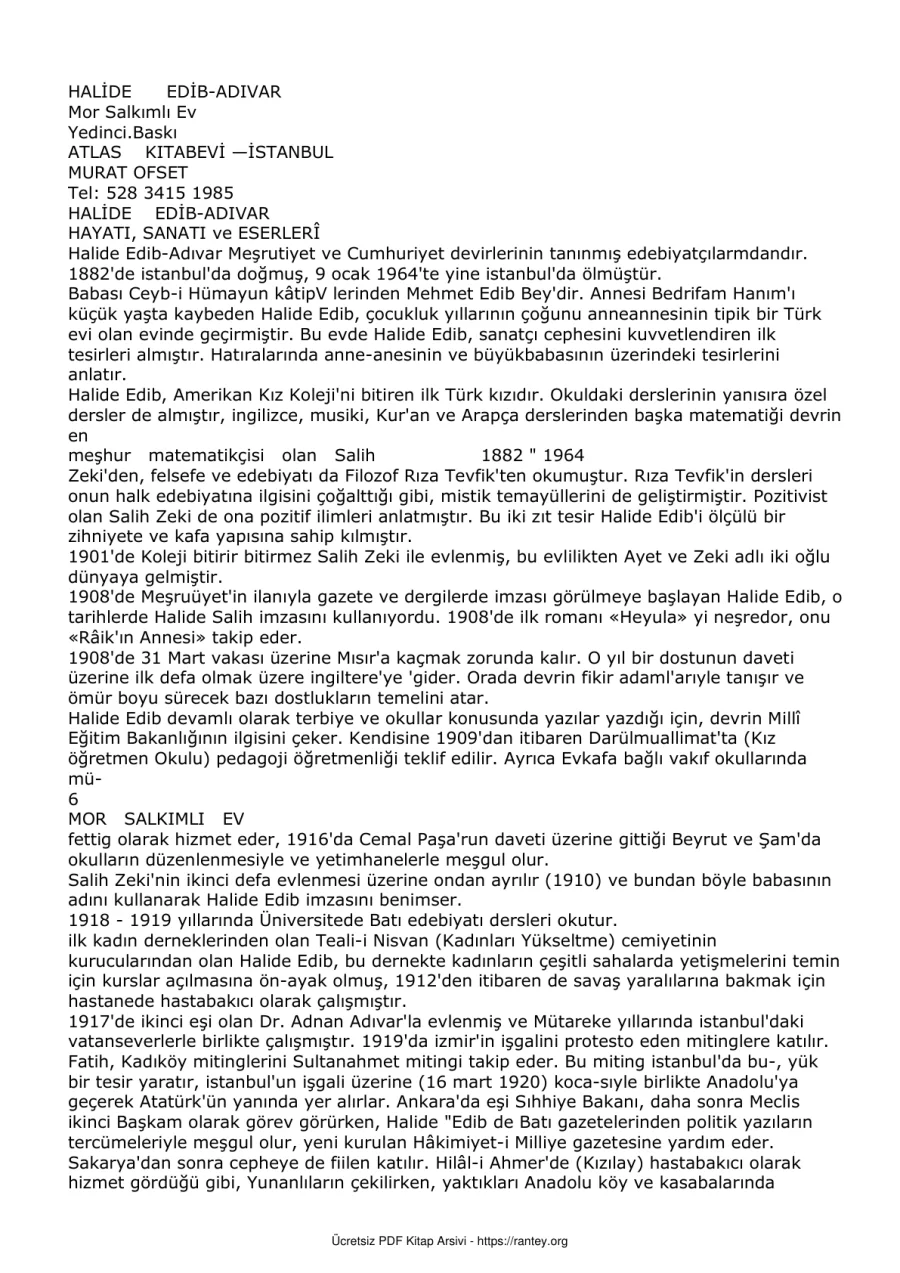 Adivar Mor Salkimli Ev kapak görseli