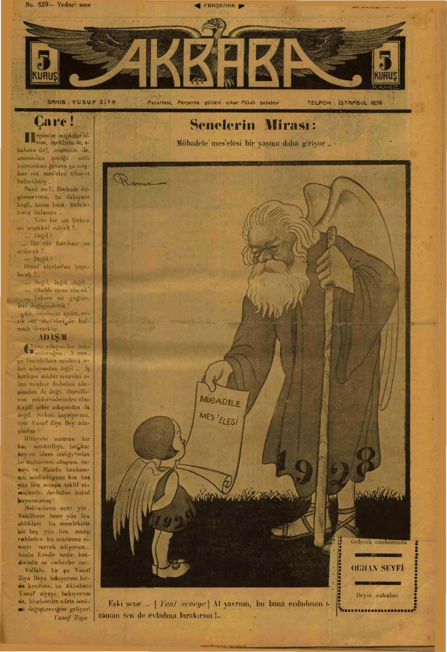 Akbaba 1928 Sayı 629 kapak görseli