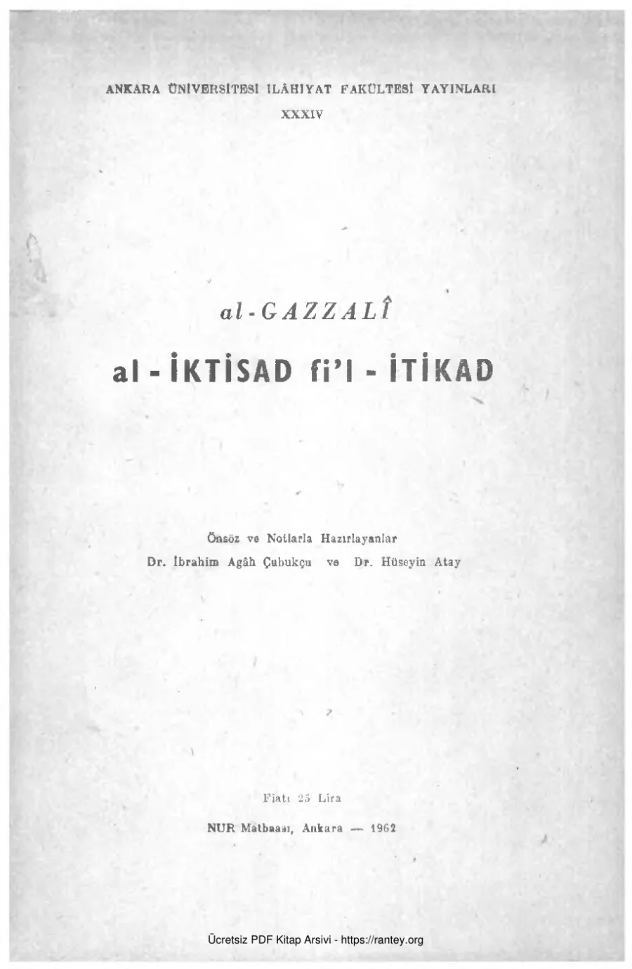 al İktisad fil İtikad kapak görseli