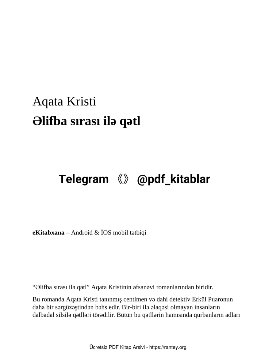 Alfabe Sırasıyla Cinayet kapak görseli