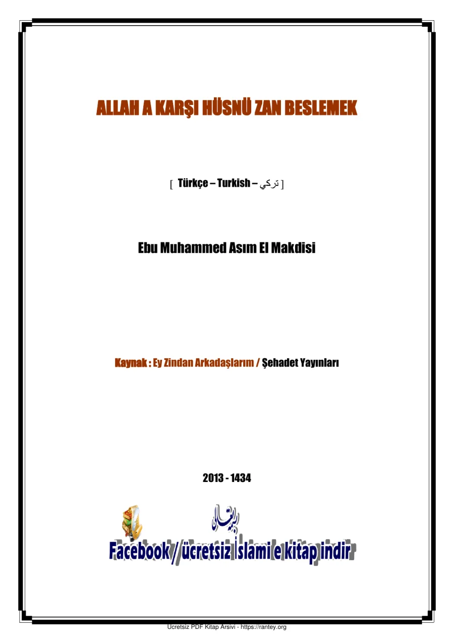 ALLAH A KARŞI HÜSNÜ ZAN BESLEMEK ŞEYH MAKDİSİ Ebu Abdulmumin Tekin Mıhçı kapak görseli