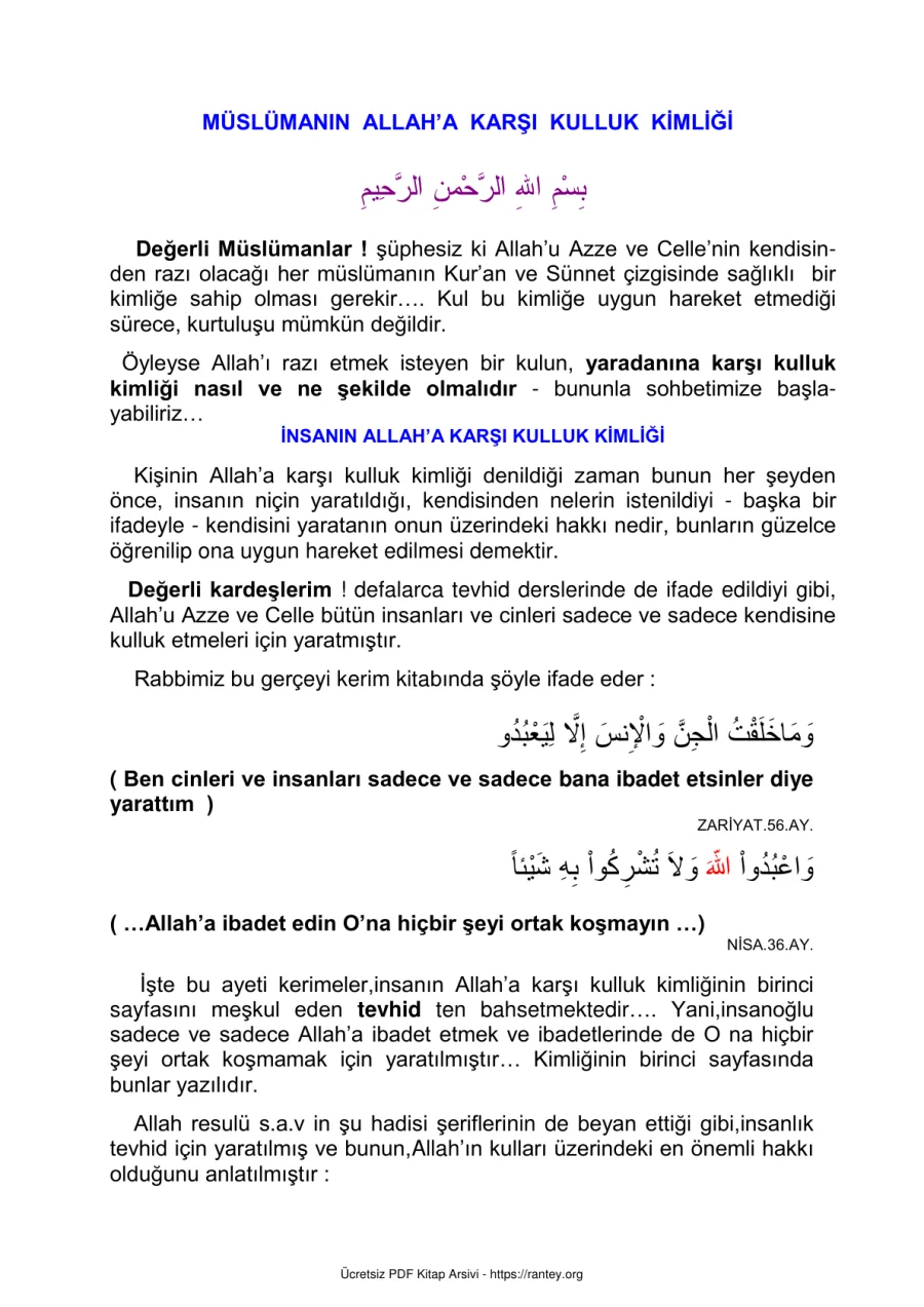 ALLAHA KARŞI KULLUK KİMLİĞİ Ebu Abdulmumin Tekin Mıhçı kapak görseli