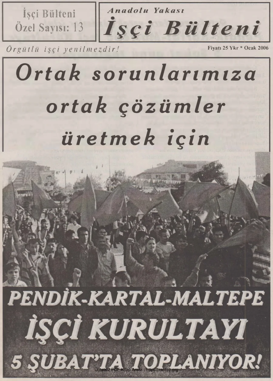 Anadolu Yakası İşçi Bülteni İşçi Bülteni Özel Sayı 013 Ocak 2006 kapak görseli