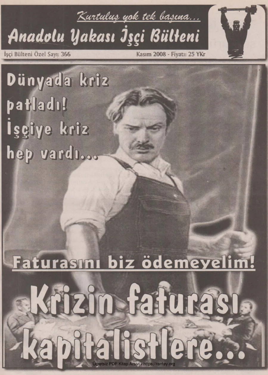 Anadolu Yakası İşçi Bülteni İşçi Bülteni Özel Sayı 366 Kasım 2008 kapak görseli