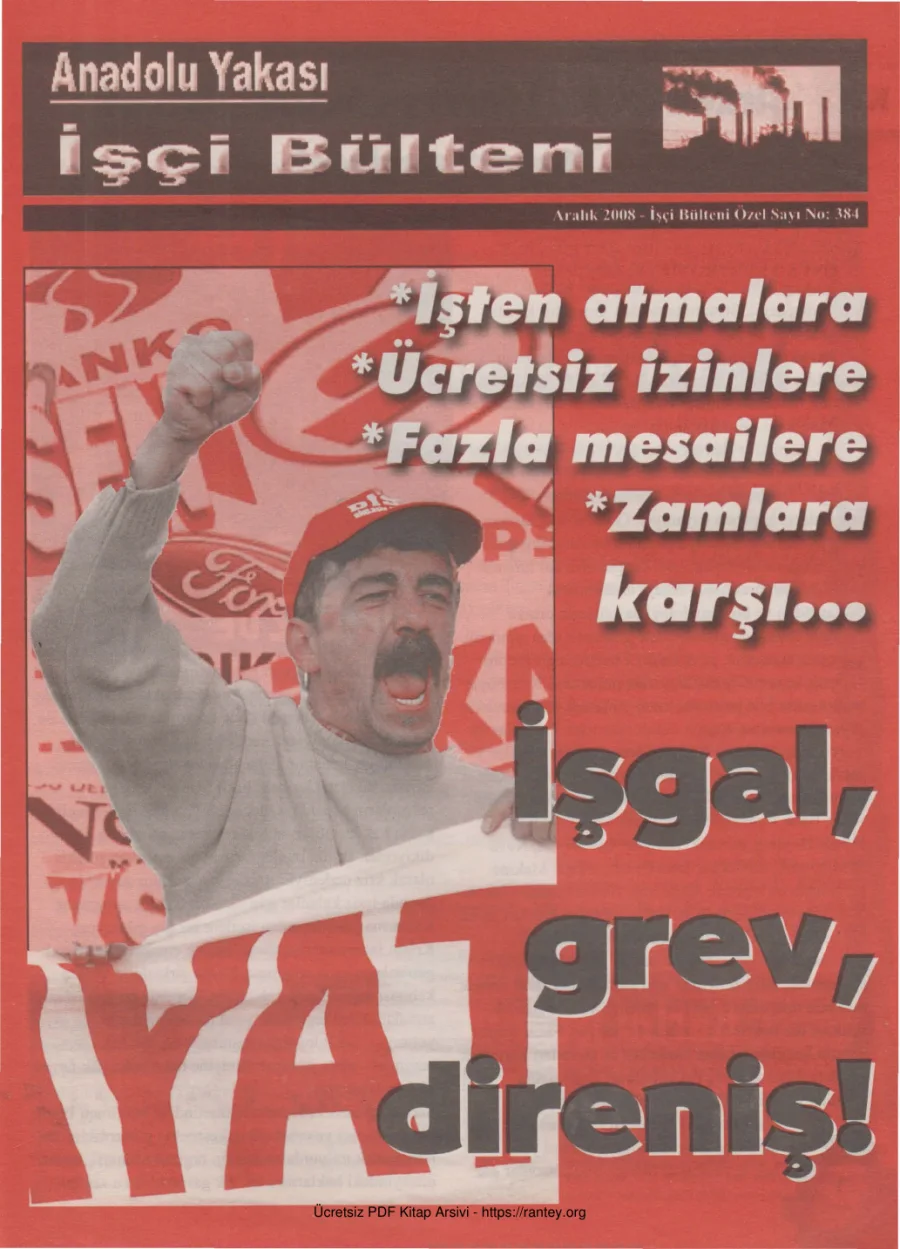 Anadolu Yakası İşçi Bülteni İşçi Bülteni Özel Sayı 384 Aralık 2008 kapak görseli
