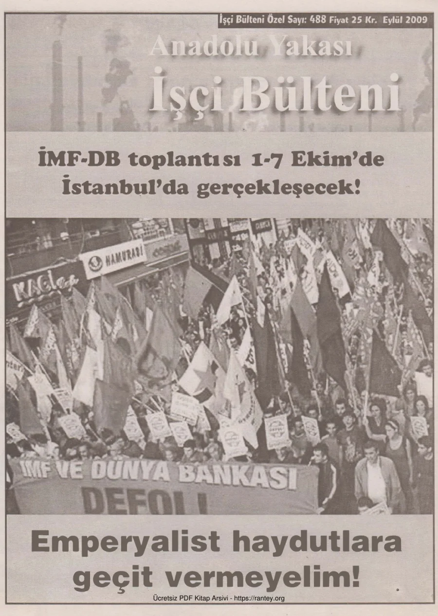 Anadolu Yakası İşçi Bülteni İşçi Bülteni Özel Sayı 488 Eylül 2009 kapak görseli