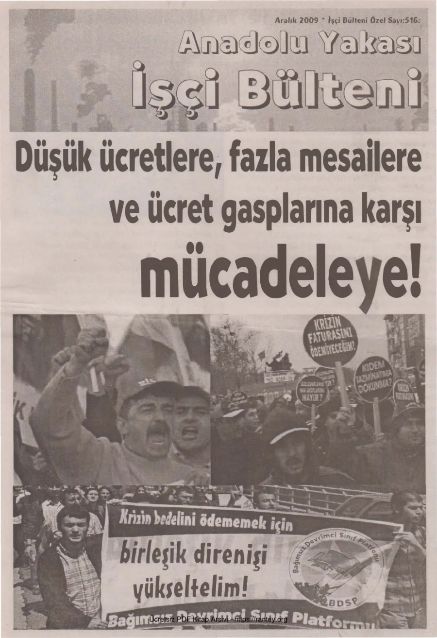 Anadolu Yakası İşçi Bülteni İşçi Bülteni Özel Sayı 516 Aralık 2009 kapak görseli