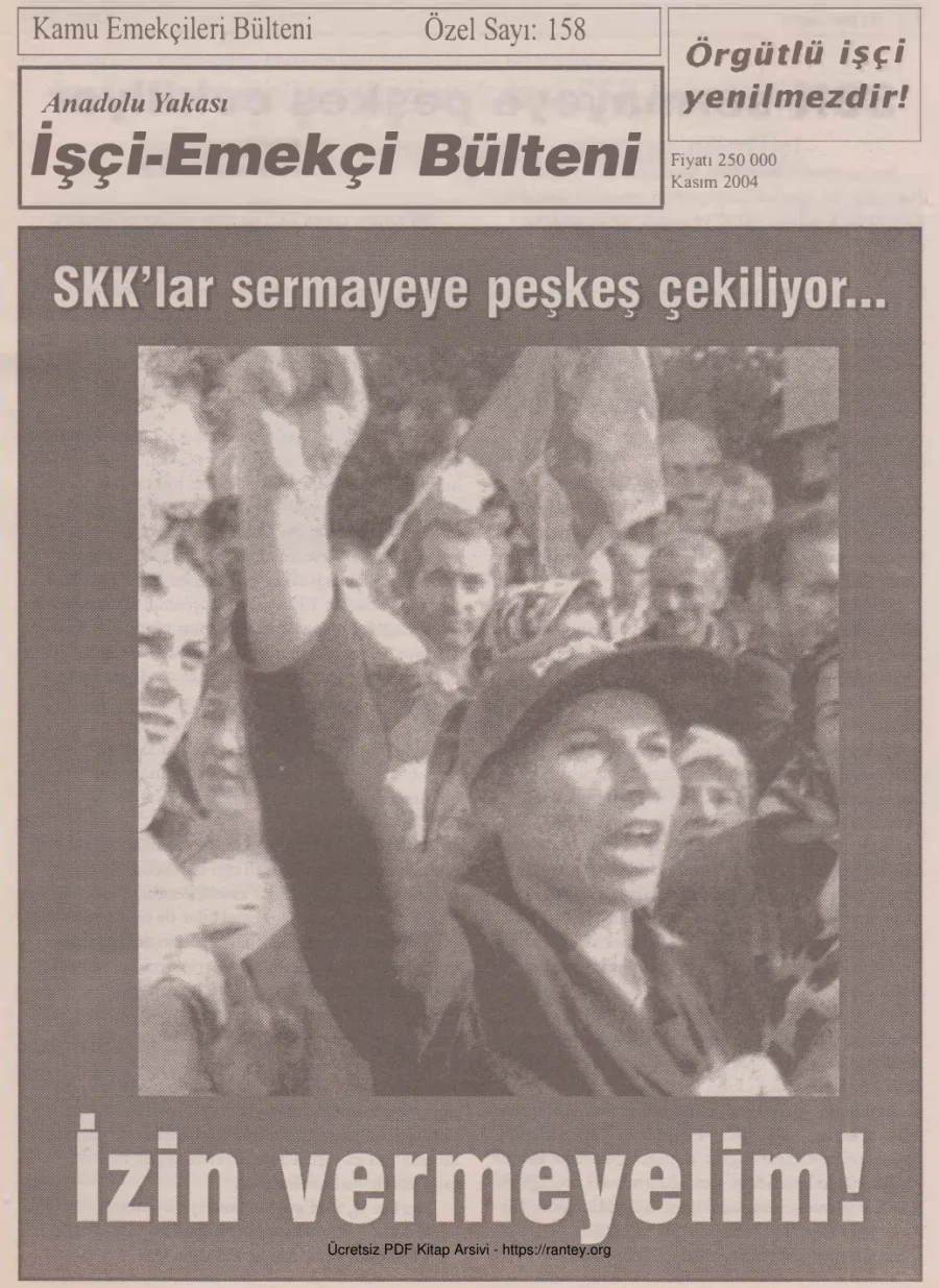 Anadolu Yakası İşçi Emekçi Bülteni Kamu Emekçileri Bülteni Özel Sayı 158 Kasım 2004 kapak görseli