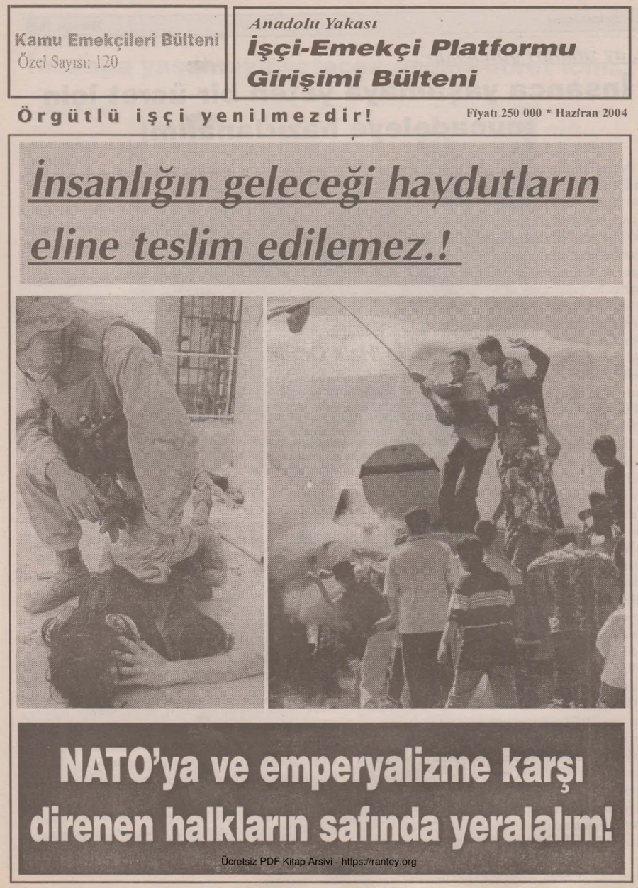 Anadolu Yakası İşçi Emekçi Platformu Girişimi Bülteni Kamu Emekçileri Bülteni Özel Sayı 120 Haziran 2004 kapak görseli