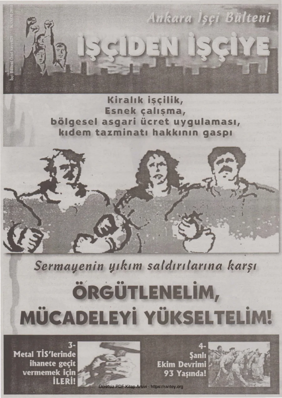 Ankara İşçi Bülteni İşçi Bülteni Özel Sayı 625 Kasım 2010 kapak görseli