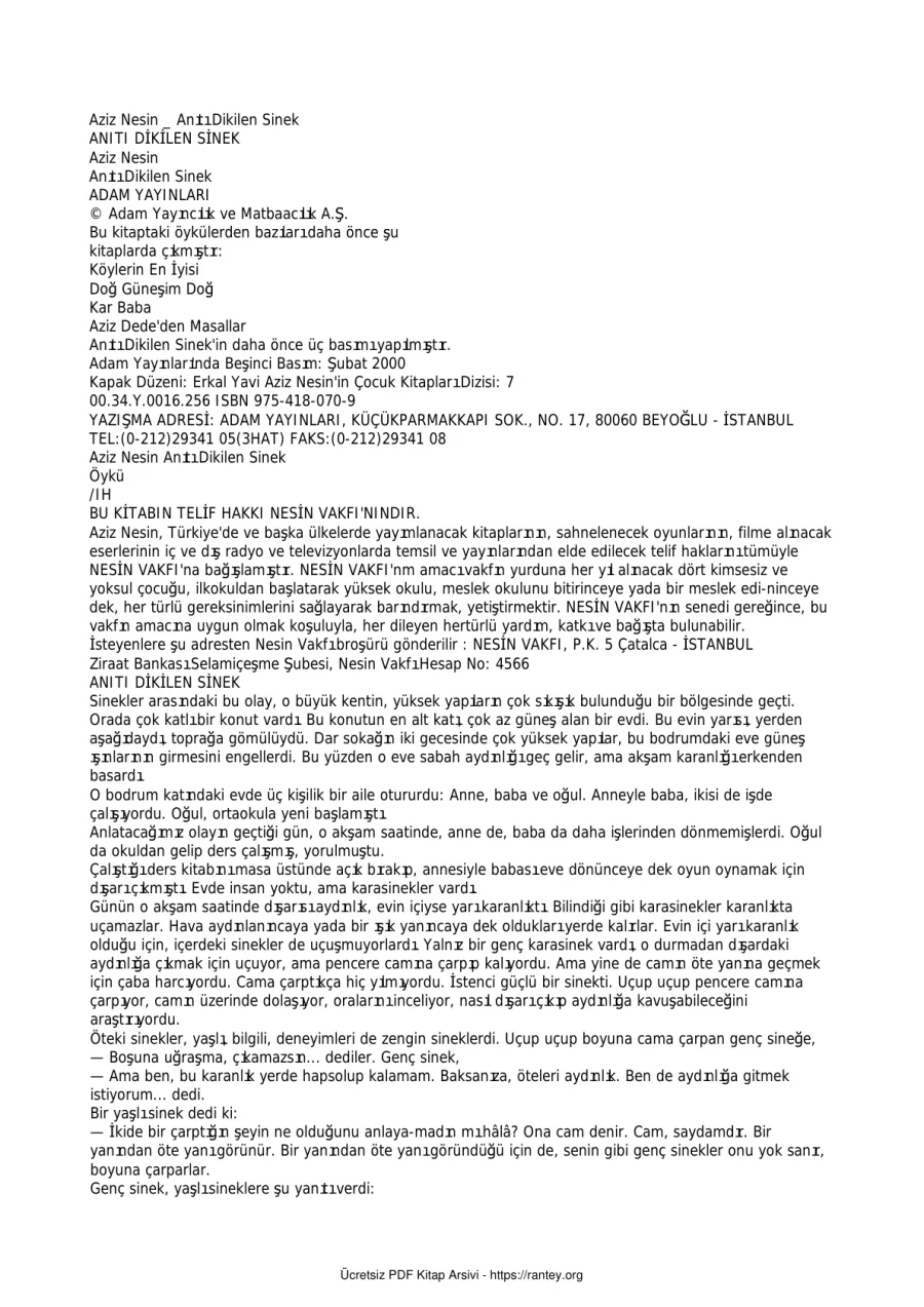 Ant Dikilen Sinek kapak görseli