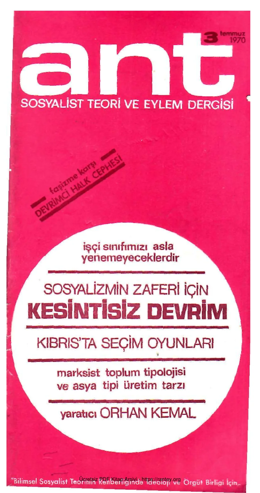 Ant Sosyalist Teori ve Eylem Dergisi Sayı 03 kapak görseli