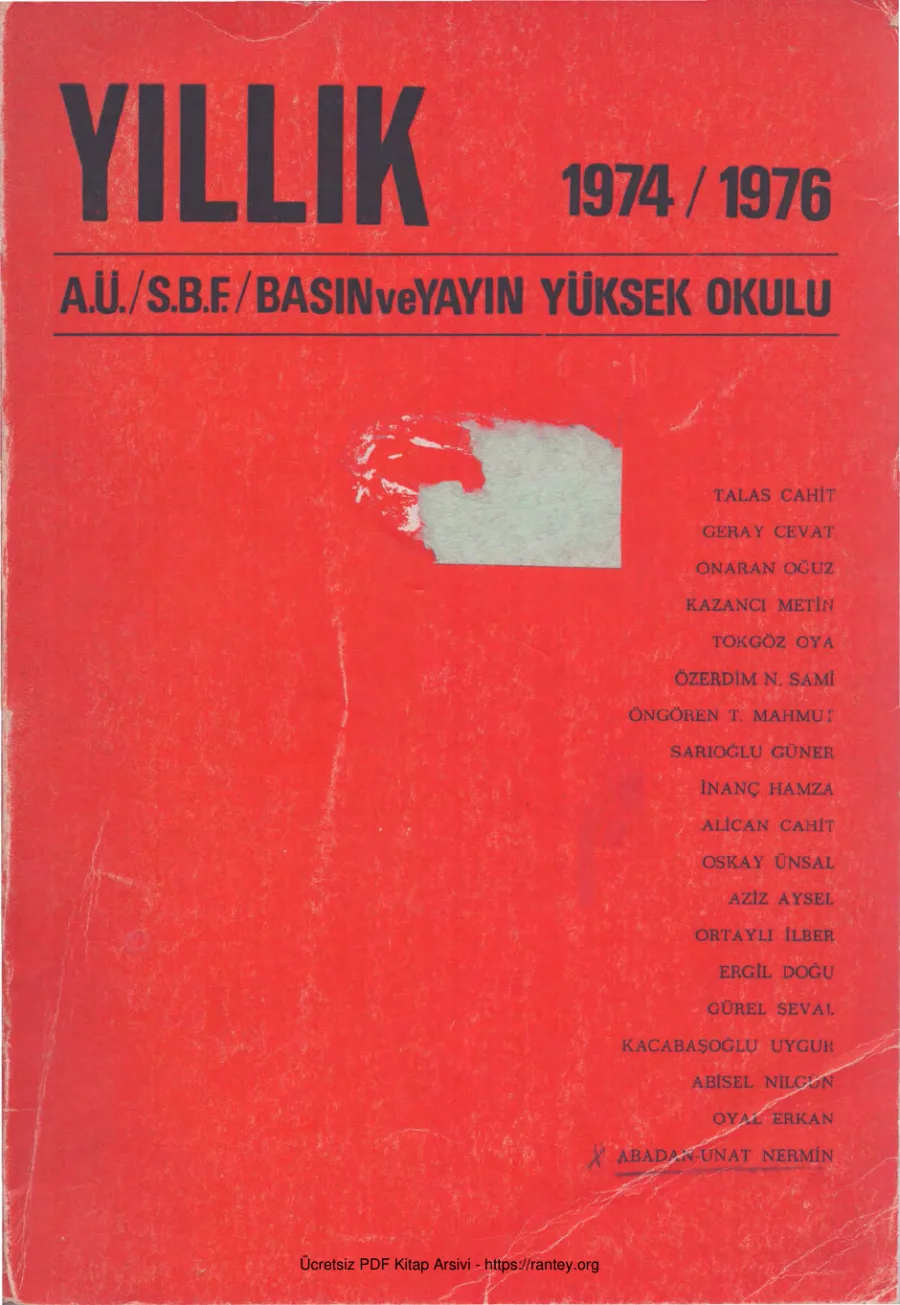 AÜSBF Yıllık 1974 1976 kitap kapağı
