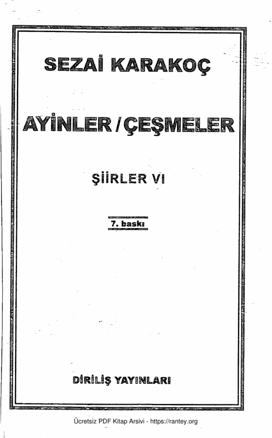 Ayinler Çeşmeler Şiirler VI kapak görseli
