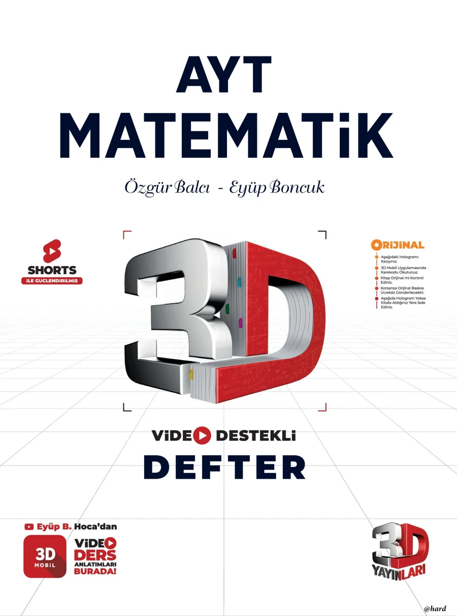 AYT 3D Matematik Video Destekli Defter kapak görseli