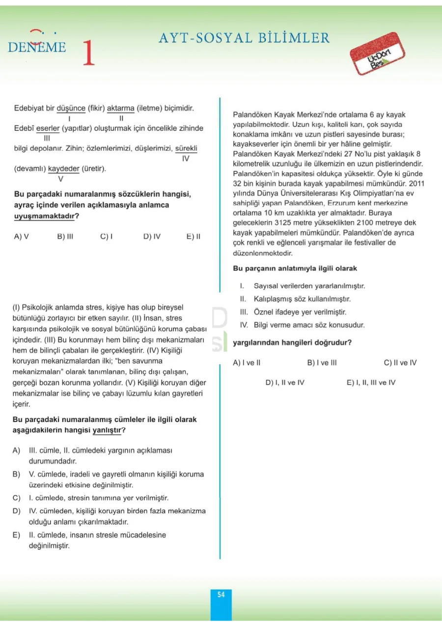 AYT Edebiyat–Sosyal Bilimler 1 Denemeleri kapak görseli