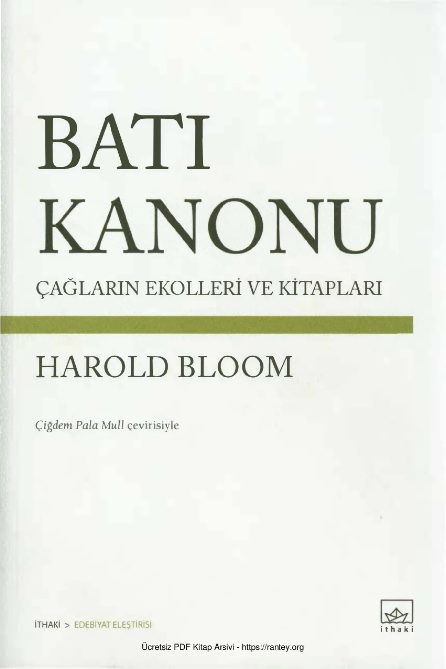Batı Kanonu Çağların Ekolleri ve Kitapları kapak görseli