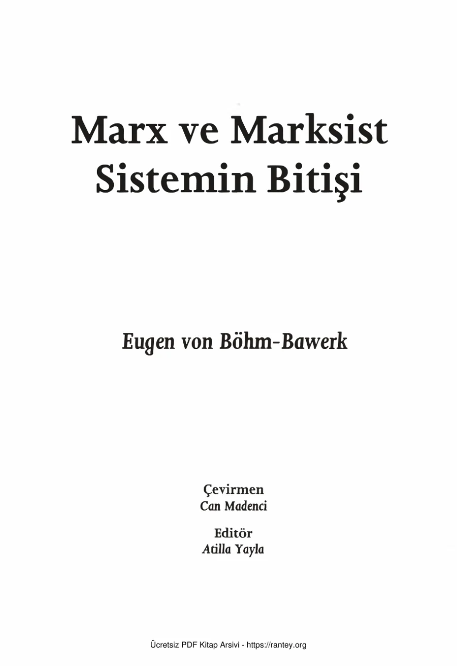 Bawerk Marx ve Marxist Sistemin Bitişi kapak görseli