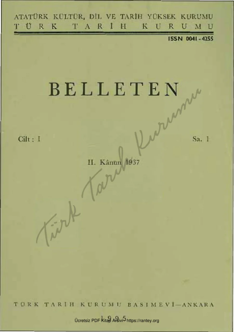 Belleten Sayı 001 Cilt I Yıl 1937 II Kanun kapak görseli