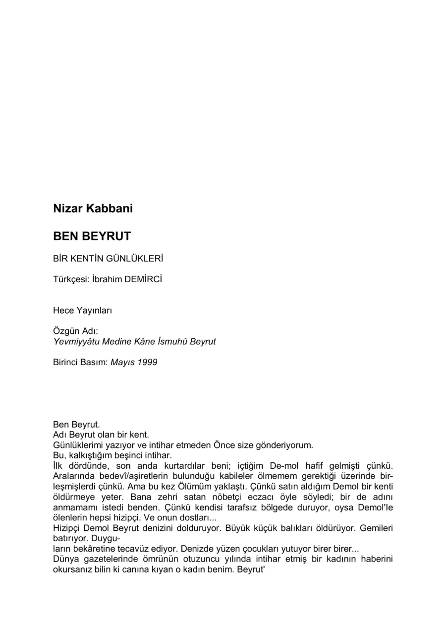 Ben Beyrut kapak görseli