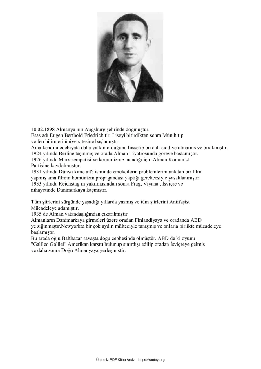 Bertolt Brecht kapak görseli