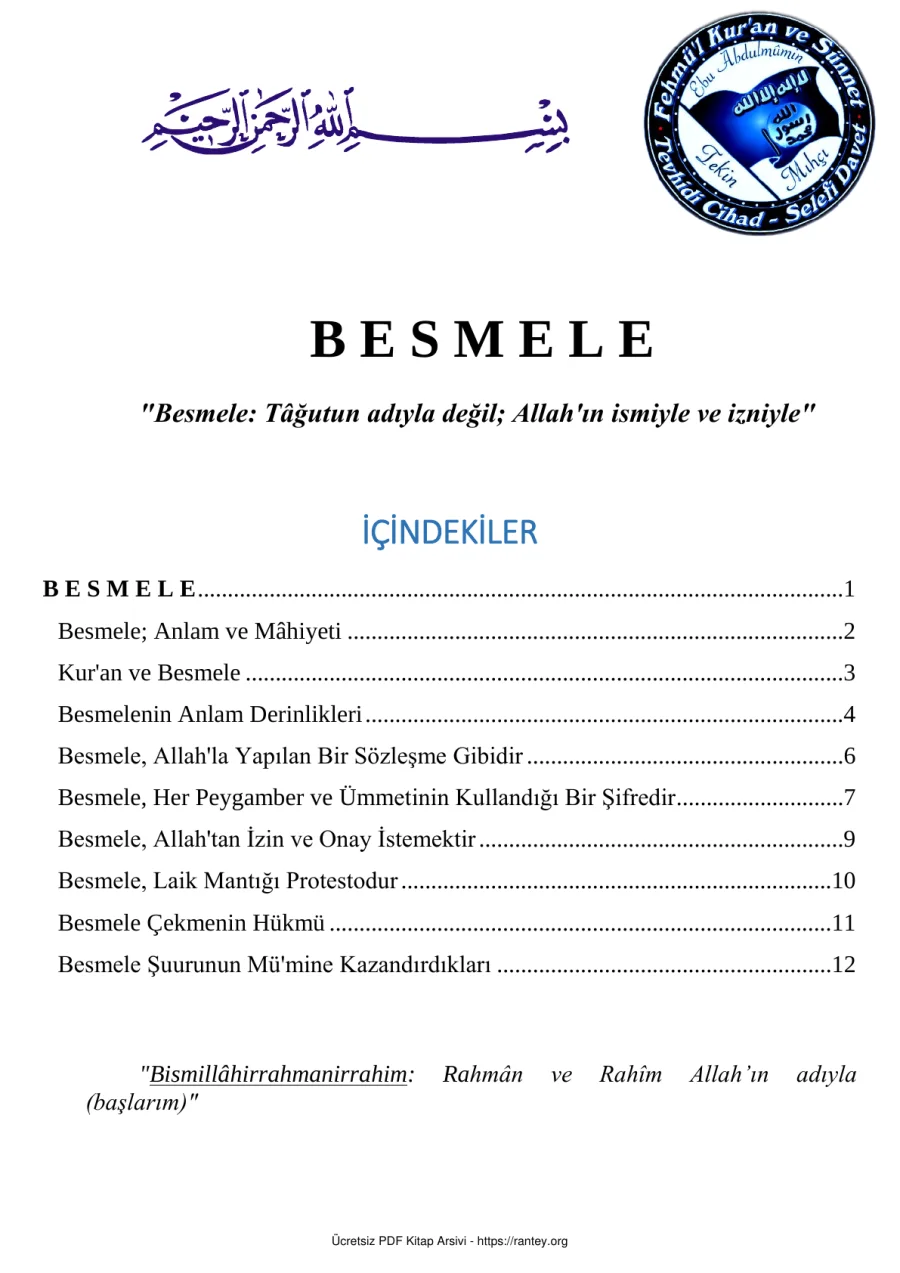 BESMELE KAVRAMI Ebu Abdulmumin Tekin Mıhçı kapak görseli