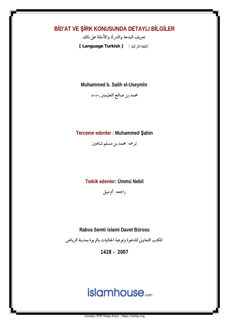 BİD AT VE ŞİRK KONUSUNDA DETAYLI BİLGİLER Ebu Abdulmumin Tekin Mıhçı kapak görseli